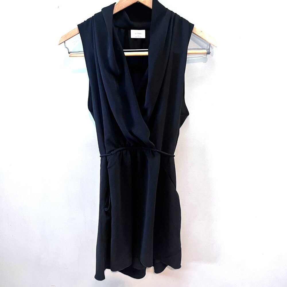 Wilfred Aritzia Sabine Faux‎ Wrap Mini Dress Womens Black Size Medium